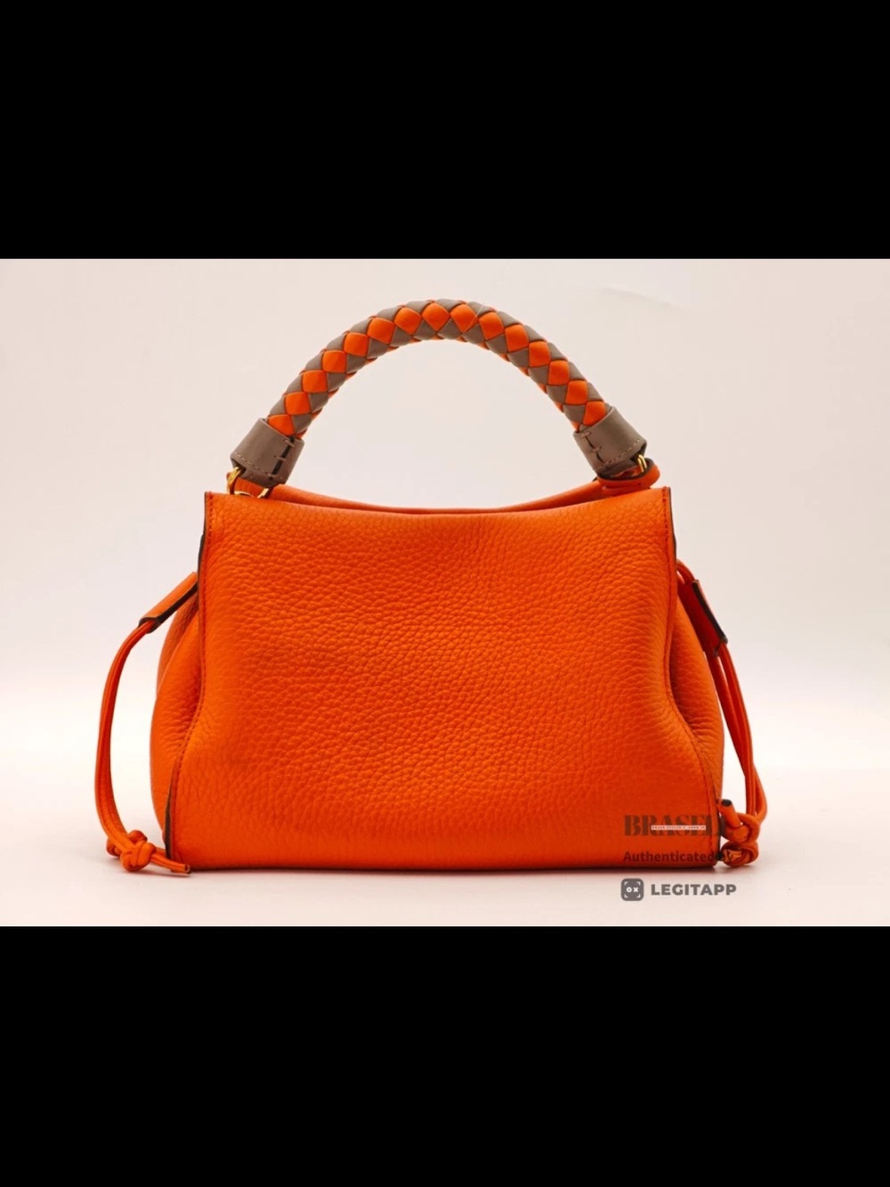 Mulberry Orange Braided-Handle Satchel with Gold Hardware - Picture 3 of 16